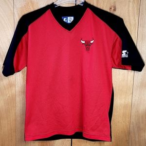 Vintage Starter Chicago Bulls Pullover V-neck Short Sleeve Warmup Shirt size L